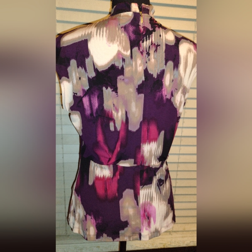 Calvin Klein short sleeve flowered w back zipper Size S - Picture 5 of 5